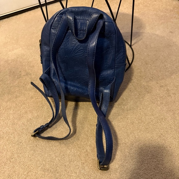 Blue Embossed Leather Backpack - Picture 2 of 6
